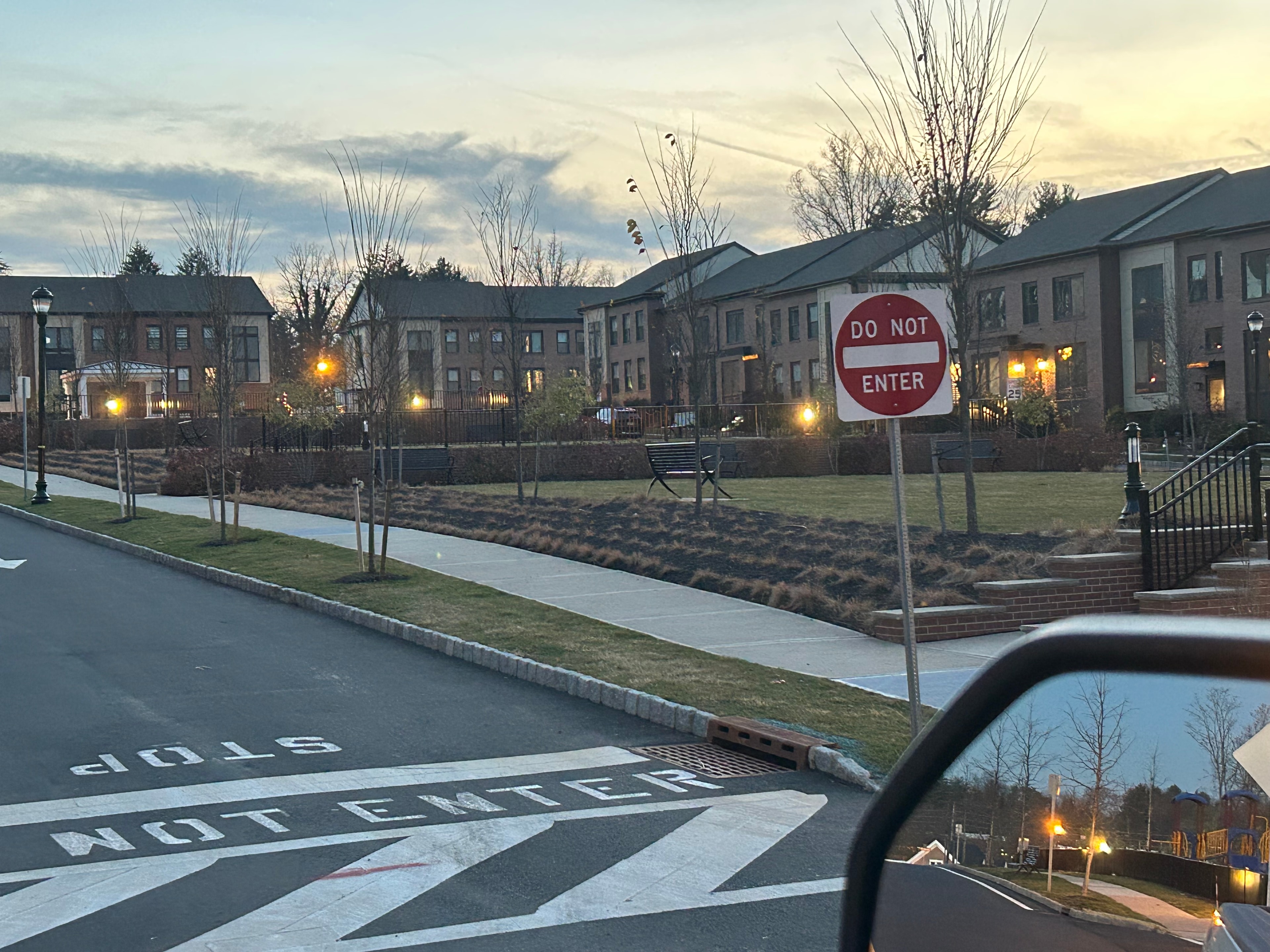 Montgomery Crossings residential community exterior at dusk