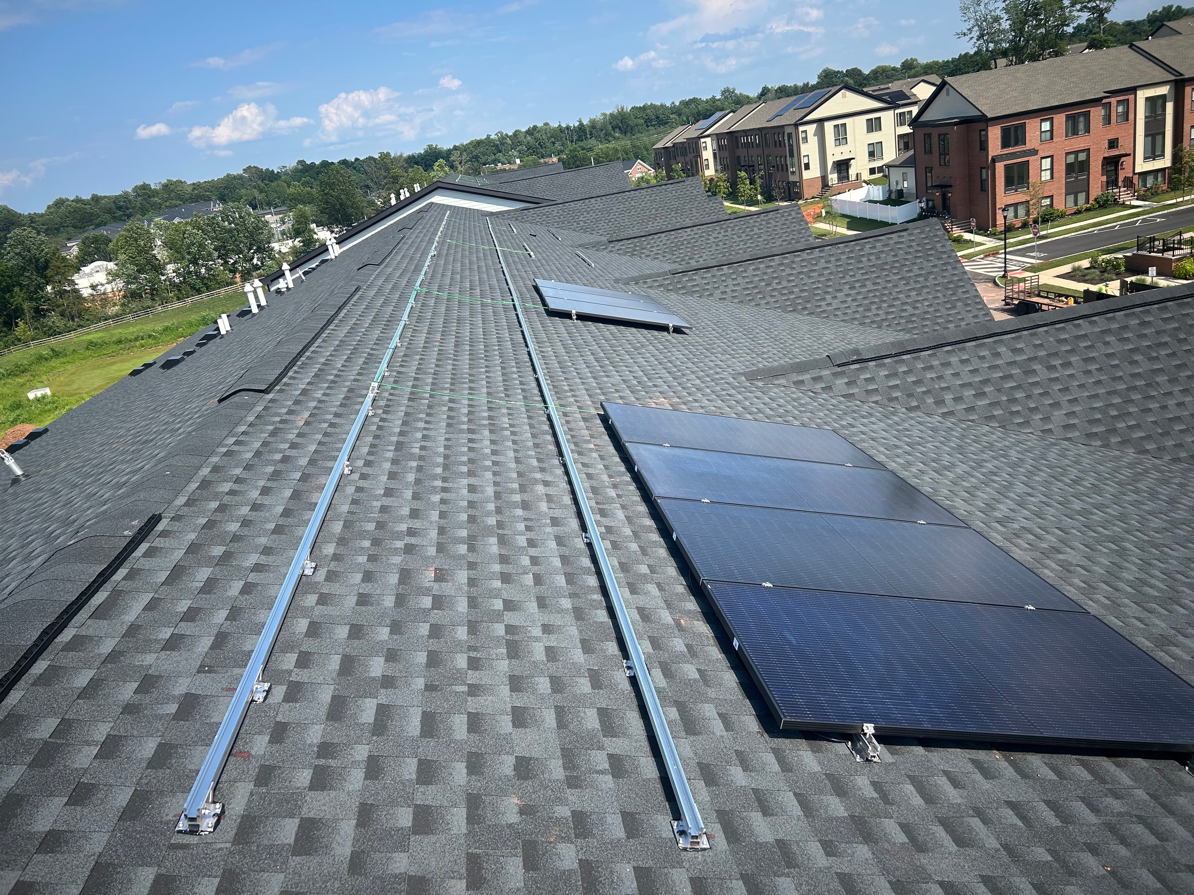 Villas at Montgomery solar panel installation on residential roof
